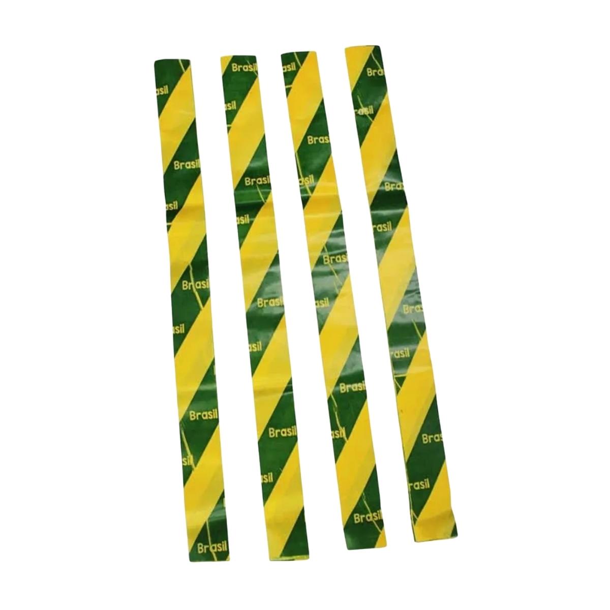 Pacote Tiras Plásticas Listrada Verde e Amarelo Brasil Copa 250g - 3x40cm cada