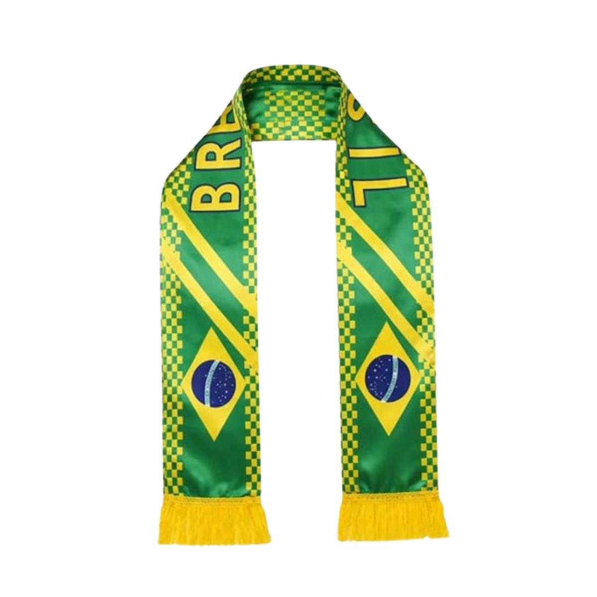 Cachecol Torcedor Brasil Verde e Amarelo Poliéster 138x12cm
