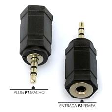 Adaptador P2 Fêmea x P1 Macho Stereo Fino