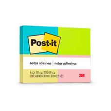 Bloco Adesivo Post-It 4 Cores Neon 38x50mm - 4 Unidades de 100 Folhas Cada