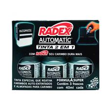 Tinta Carimbo e Auto-entintado 40ml Radex Preto - 3 Unidades