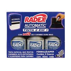 Tinta Carimbo e Auto-entintado 40ml Radex Azul - 3 Unidades