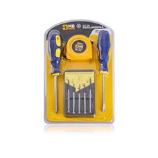 Conjunto Ferramentas 2 Chaves Fenda e Phillips, Trena 3m e Kit 6 Chaves de Precisão GB59051 MB Tools - 4 peças