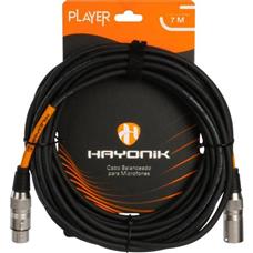 Cabo Para Microfone Hayonik Player XLR Fêmea x XLR Macho 7m Preto