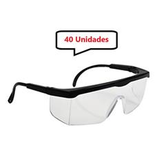 Kit 40 óculos Protetor Epi Regulagem Resistente Incolor Ca - UN / 40