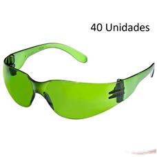 Kit 40 óculos Proteção Segurança Epi Croma Verde Promoção - UN / 40