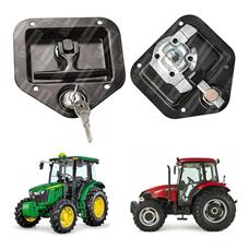 Par Puxador Maçaneta Inox Com Chave Veículos Agrícolas Preta - UN / 2