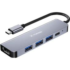 Hub Adaptador USB-C 5 Portas HDMI + USB-C + 3 USB-A Fortrek DC53