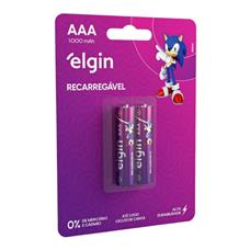 Pilha Recarregável Aaa 1000 Mah Elgin Com 02 Unidades