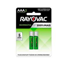 Pilha Recarregável Eco Aaa2 Rayovac Com 02 Unidades