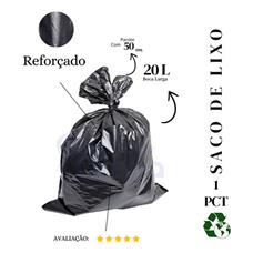 Saco De Lixo 20 Litros Reforçado Preto - 50 Unidades