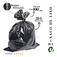 Saco De Lixo 20 Litros Super Reforçado Preto - 100 Unidades
