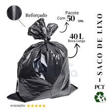 Saco De Lixo 40 Litros Reforçado Preto - 50 Unidades