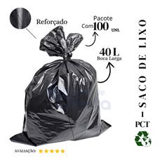 Saco De Lixo 40 Litros Reforçado Preto - 100 Unidades