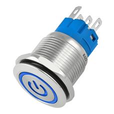 Botão Push-button 19mm Prata 220v 3a C/ Led Azul 12v Storm