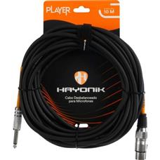 Cabo Para Microfone Hayonik Player XLR Fêmea x P10 10m Preto