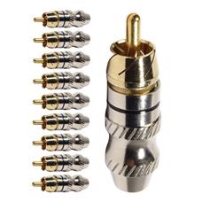 Conector Linha Rca Macho Metal Preto Storm 10 Unidades