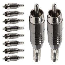 Conector Linha Rca Macho Niquel Preto Com Mola Storm 10 Un.