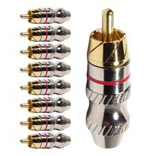 Conector Linha Rca Macho Metal Vermelho Storm 10 Un.