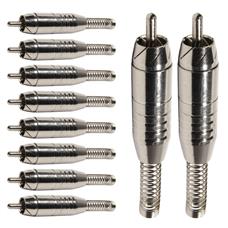 Conector Linha Rca Macho Niquel Com Mola Storm 10 Unidades