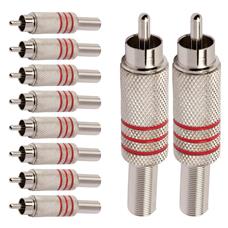 Conector Linha Rca Macho Metal Niquel Vermelho Storm 10 Un.