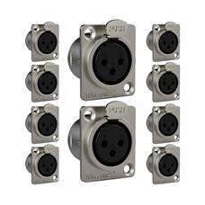 Conector Xlr Femea Wc 1023 Fp Bk Ni 3p Painel Wireconex 10 Unidades