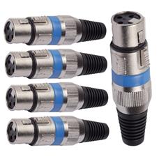 Conector Xlr Femea Linha Azul Metal Storm 05 Unidades