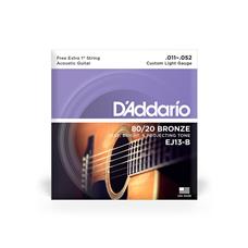 Cordas Para Violão Aço D Addario Bronze 80/20 Ej13-b+pl011 011' 052' Corda Extra Pl010