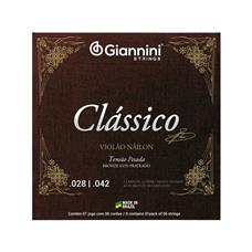 Encordoamento Giannini Clássico P/violão Nylon 65/35 Prateado Alta Genwpa