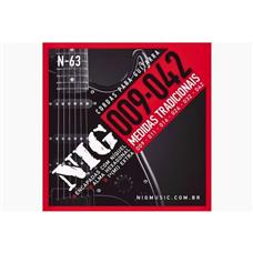 Encordoamento Guitarra 009 1ª Mi Extra + Palheta N63 Nig