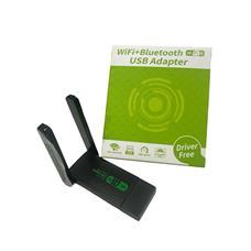 Adaptador de Rede Wi-Fi 6 Bluetooth USB 2.4/5GHz 1300Mbps com 2 Antenas Externas