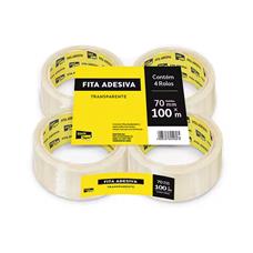 Fitas Adesivas Empacotamento  Transparente 70mm x 100m Stick Tape - 4 Rolos