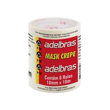 Fita Adesiva Crepe Mask 710 18mm x 10m Adelbras - 6 Rolos